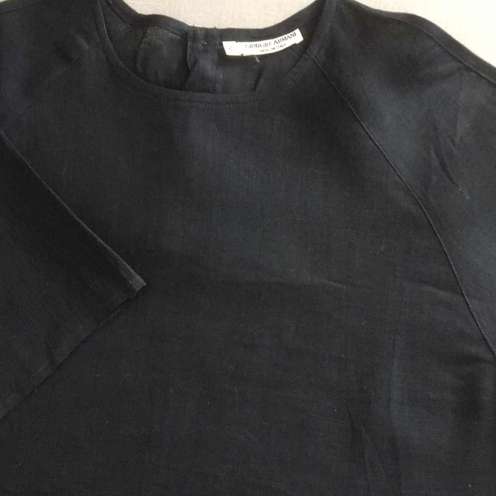 Giorgio Armani Black Linen Crewneck Tee